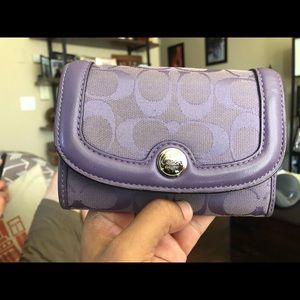 Purple Grape Vintage Leather Coach Trifold Wallet